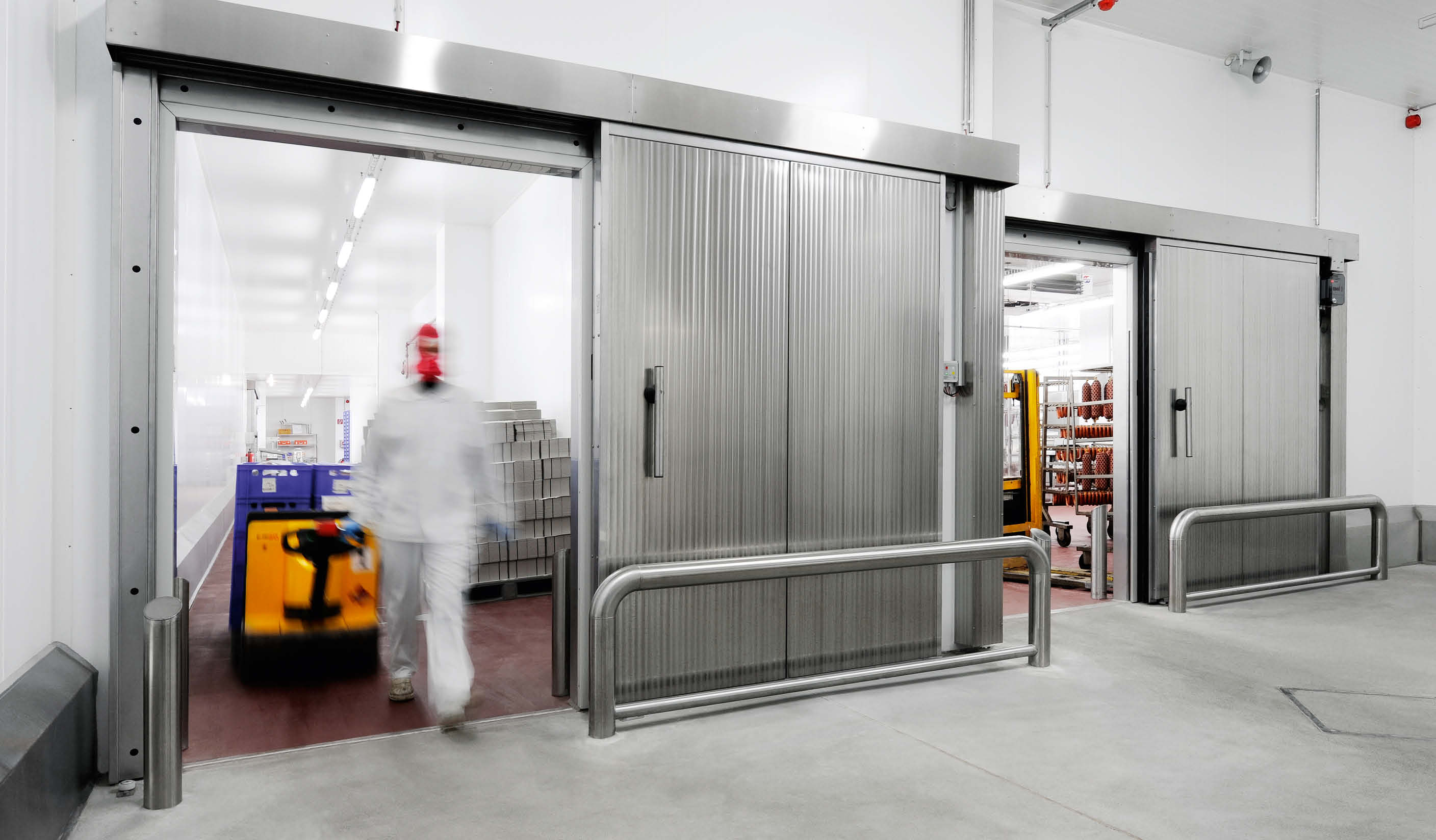 KTS-T90 Kühlraumschiebetür mit Brandschutzeigenschaften nach deutscher Zulassung, Türen Lebensmittelindustrie Edelstahl