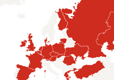 A map with focus on Europe
